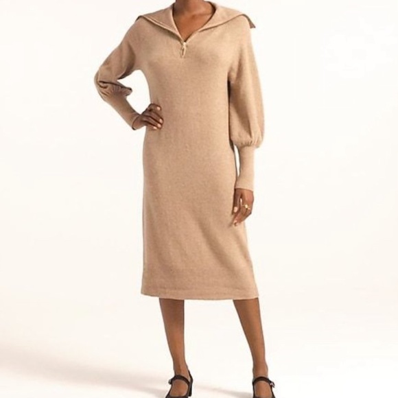 NWT J. Crew Half-zip sweater-dress in Supersoft yarn in Heather mushroom - Picture 5 of 12